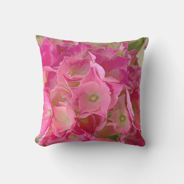 Deep pink hydrangeas cushion (Front)