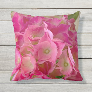 Deep pink hydrangeas cushion