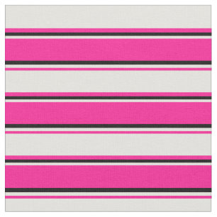 Deep Pink, Light Yellow & Black Lines Fabric