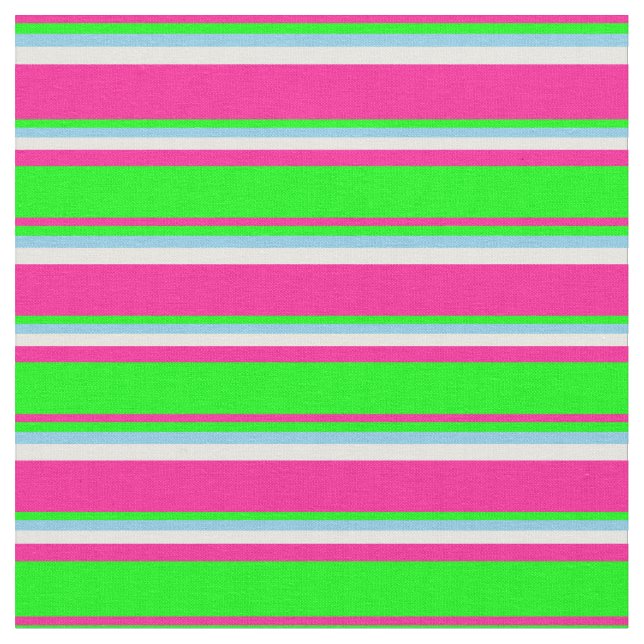 Deep Pink, Lime, Sky Blue, and White Coloured Fabric (Close Up)