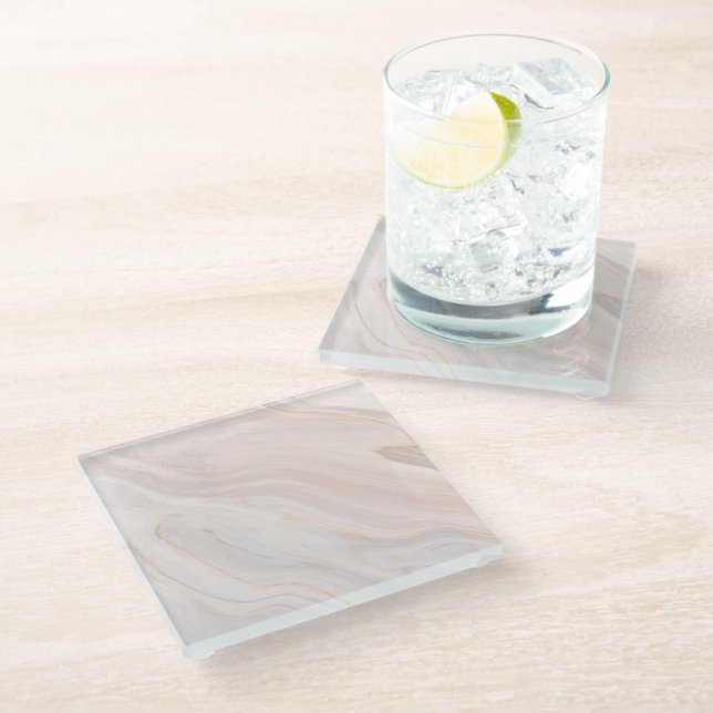 Deep Pink Marble Finish Decorative Glass Coaster (Angled)