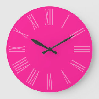 Deep Pink Monotone Roman Numerals Large Clock