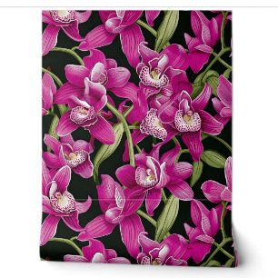Deep Pink Orchids :Franz Bauer Style Wallpaper