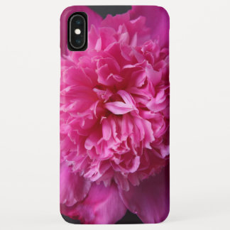 Deep pink peony on black iPhone / iPad case