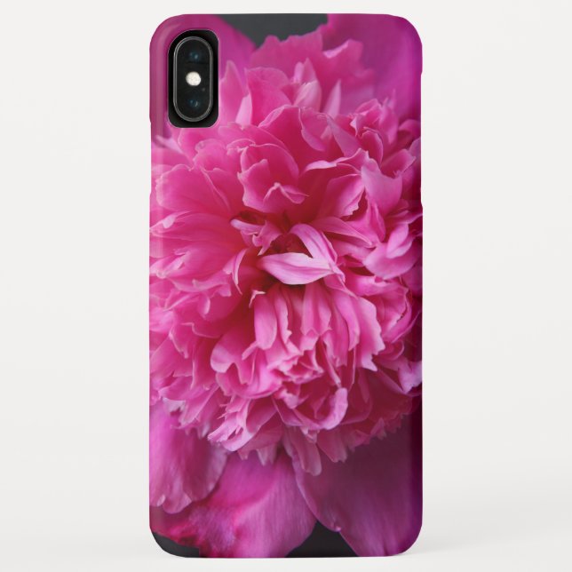 Deep pink peony on black iPhone / iPad case (Back)