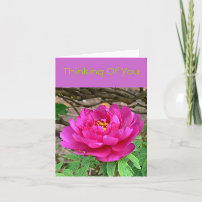 "DEEP PINK PEONY/THINKING OF YOU" NOTECARD (Front)
