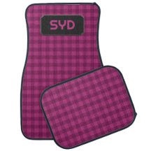 Deep Pink Plaid - Magenta Squares - your initials