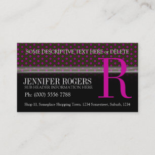 Deep Pink Polka Dots Pattern Black Business Cards