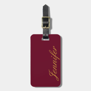 Deep Pink Red Monogram Trendy Fashion Colours Luggage Tag