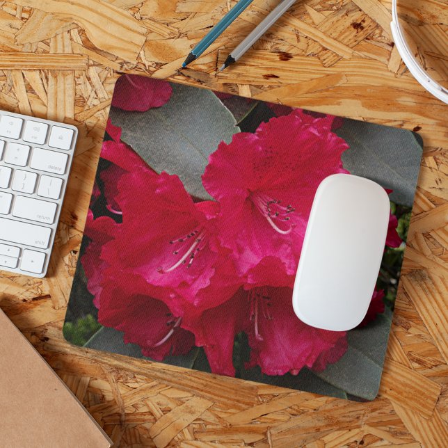 Deep Pink Rhododendron Bloom Floral Mouse Mat (In Situ)