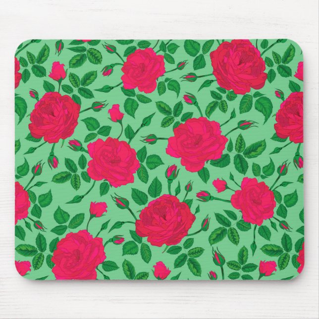 deep pink rose bushes mouse mat (Front)