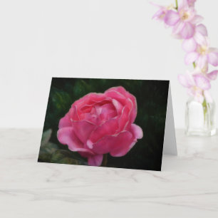 Deep Pink Rose Dramatic Art Note Card