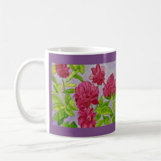 Deep Pink Roses Watercolor Coffee Mug