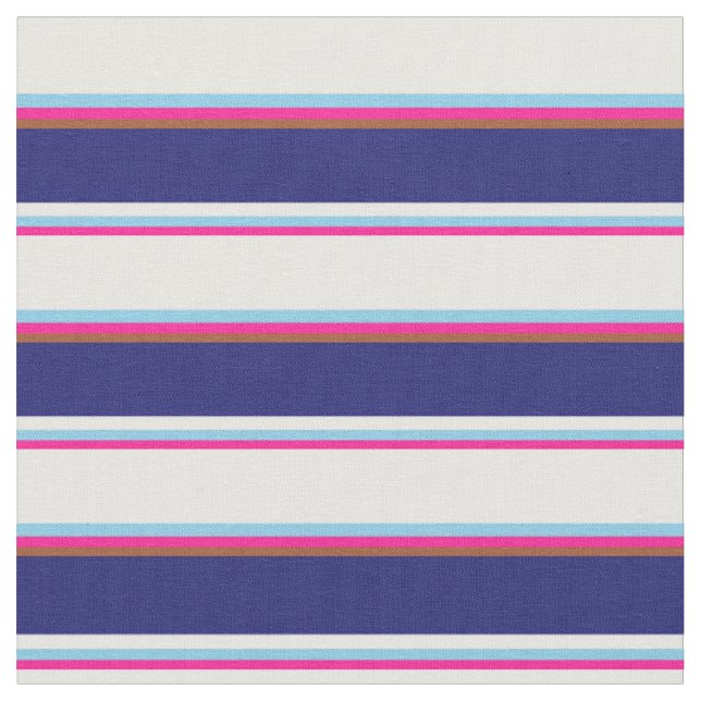 Deep Pink, Sky Blue, White, Midnight Blue & Sienna Fabric (Close Up)