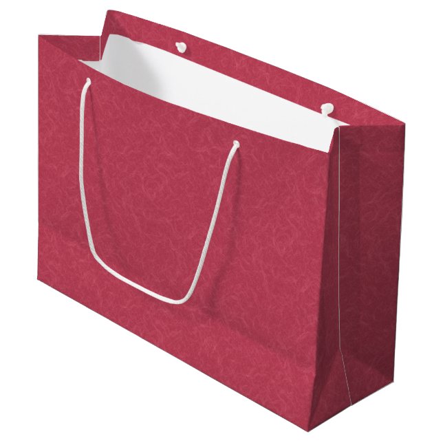 Deep pink  textured swirling  pattern large gift bag (Front Angled)
