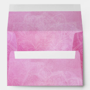 Deep Pink Watercolor & Mandala for Wedding Suite Envelopes