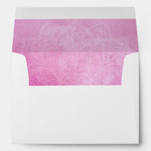 Deep Pink Watercolor Mandala for Wedding Suite Envelopes