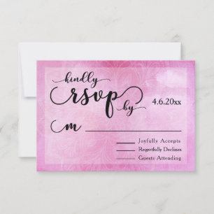Deep Pink Watercolor Mandala Modern Wedding RSVP Card