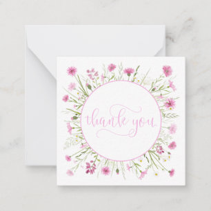 Deep Pink Wildflower Personalised Thank You Card