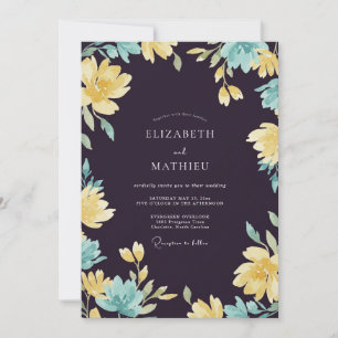 Deep Plum Antique Golden Painted Wedding Invitation