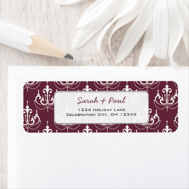 Deep Plum Chandeliers Return Address Label (Insitu)