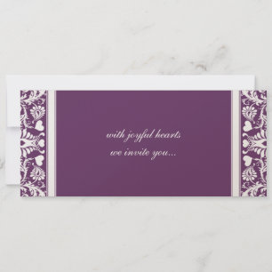 Deep Plum Damask Swirls Wedding Invitation