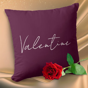 Deep Plum Elegant Custom Message Valentine's Day Cushion