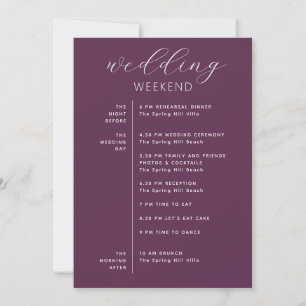 Deep Plum Fall Wedding Weekend Itinerary + Welcome Invitation