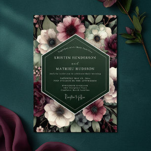 Deep Plum Floral Enchantment Wedding Invitation