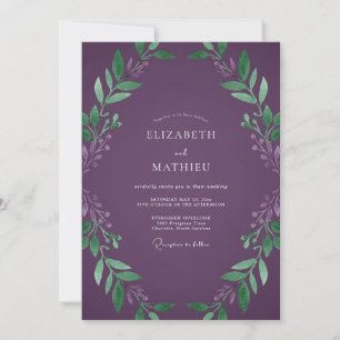 Deep Plum Foliage Eucalyptus Wedding Invitation