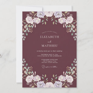 Deep Plum Lilac Petal Wedding Invitation