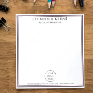 Deep Plum Logo, Name, and Contact Info Business Notepad