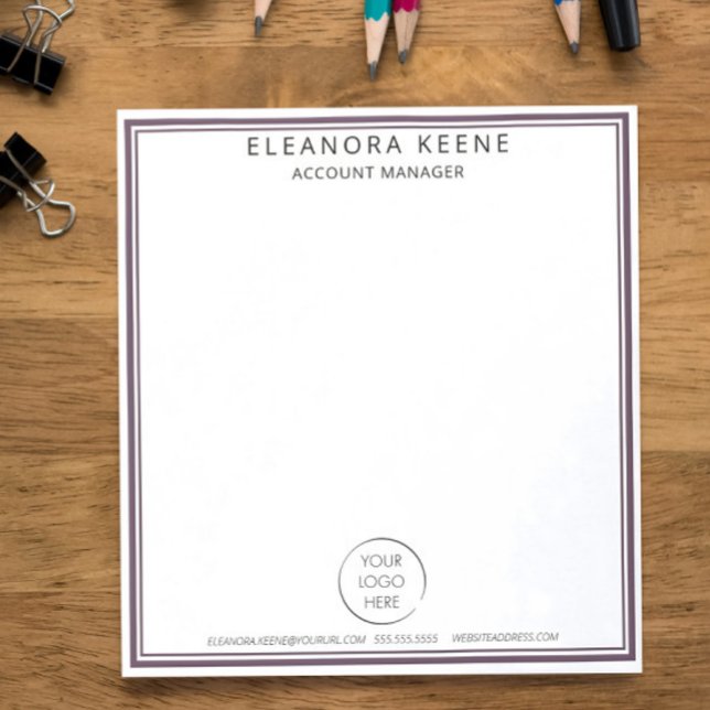 Deep Plum Logo, Name, and Contact Info Business Notepad (Creator Uploaded)