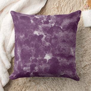 Deep Plum Purple Watercolor Texture Cushion