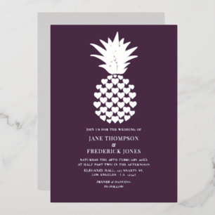 Deep Plum & Silver Tropical Pineapple Wedding
