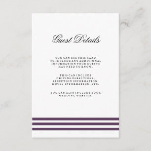 Deep Plum Stripes Wedding Guest Detail Enclosure Card