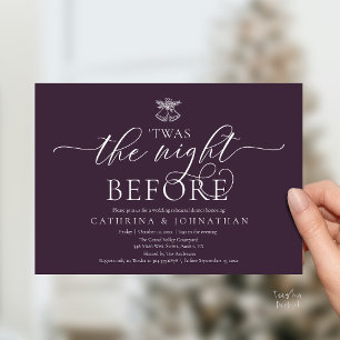 Deep Plum 'Twas The Night Before Rehearsal Dinner Invitation