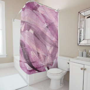 Deep, Purple And Glitter Watercolor Hand-painted Shower Curtain