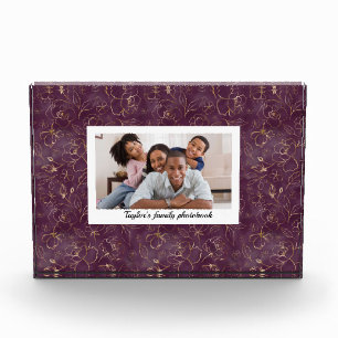 Deep Purple and GOld Florals Personalised Family Photo Block