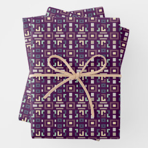 Deep Purple and Muted Earthy Abstract Geometri Wrapping Paper Sheet