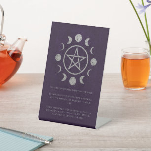 Deep Purple and Silver Pentacle Funeral  Pedestal Sign