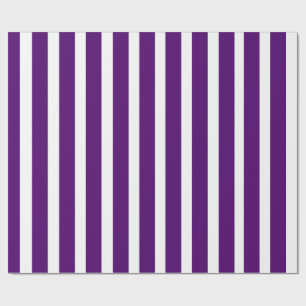 Deep Purple and White Vertical Stripes Wrapping Paper