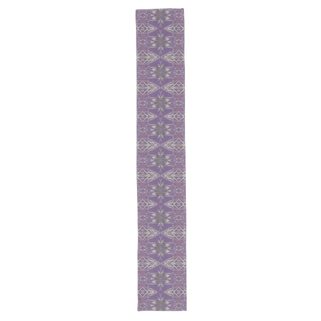 Deep Purple Art Nouveau Deco Kaleidoscopic Fractal Long Table Runner (Front)