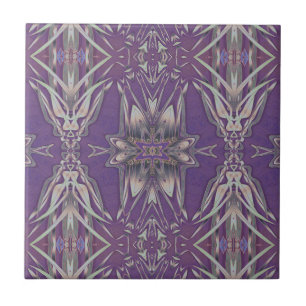 Deep Purple Art Nouveau Deco Kaleidoscopic Fractal Tile