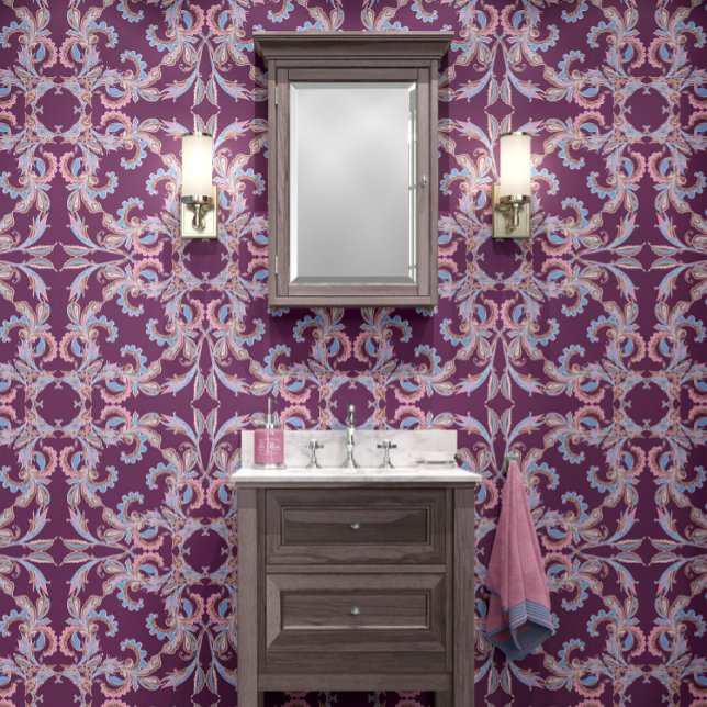 Deep Purple Baroque Ornamental Design Wallpaper (Creator Uploaded)
