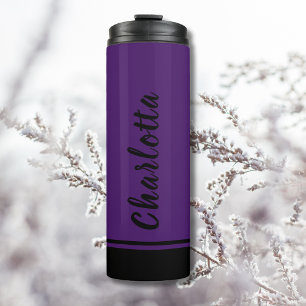 Deep Purple Black Elegant Minimal Customised Thermal Tumbler