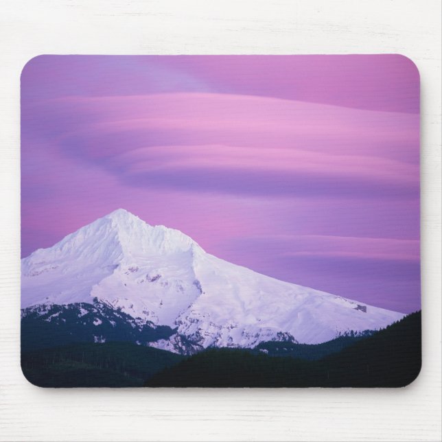 Deep purple clouds surround Mount Hood, in Mouse Mat (Front)
