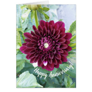 Deep Purple Dahlia Flower Anniversary Card