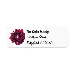 Deep Purple Dahlia Flower Personalised Address