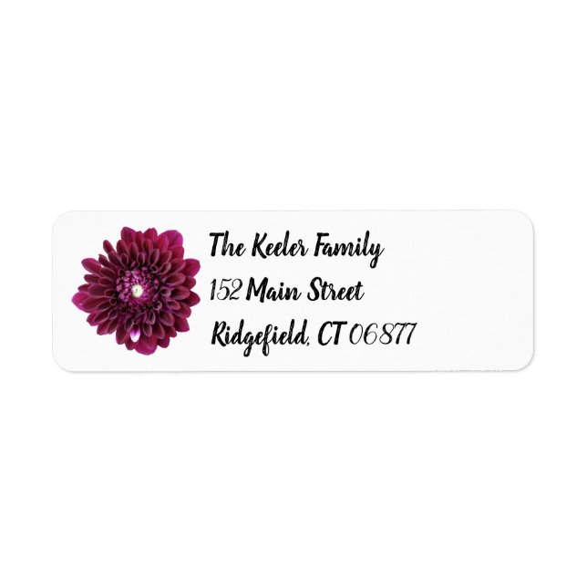 Deep Purple Dahlia Flower Personalised Address (Front)